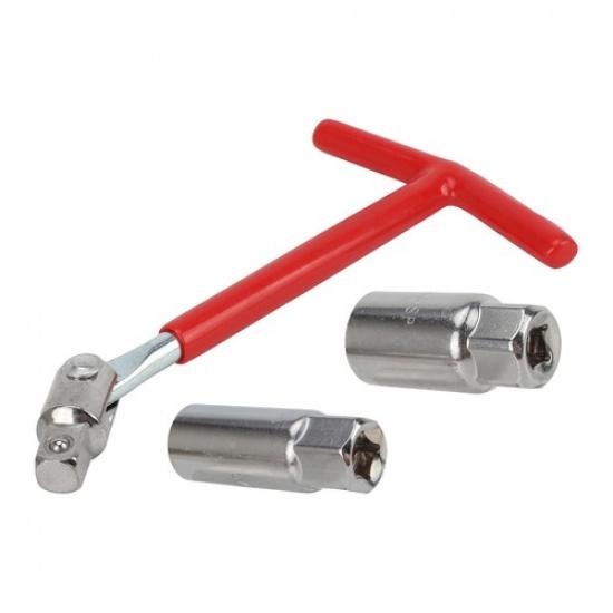 Spark Plug Removal Tool 16mm & 21mm T-Bar T-Handle Flexible Spanner Socket 4-17