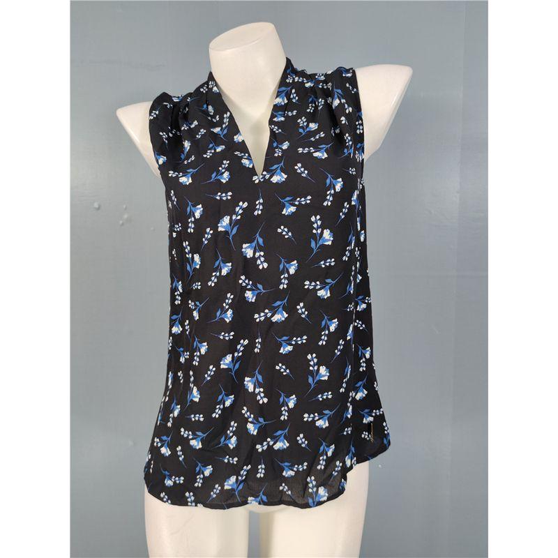 

Export Single a Family Lion s Head Summer 2024 New Arrival Exquisite Print Sleeveless Light Chiffon V Neck Tops Women Black Blue Flower XL