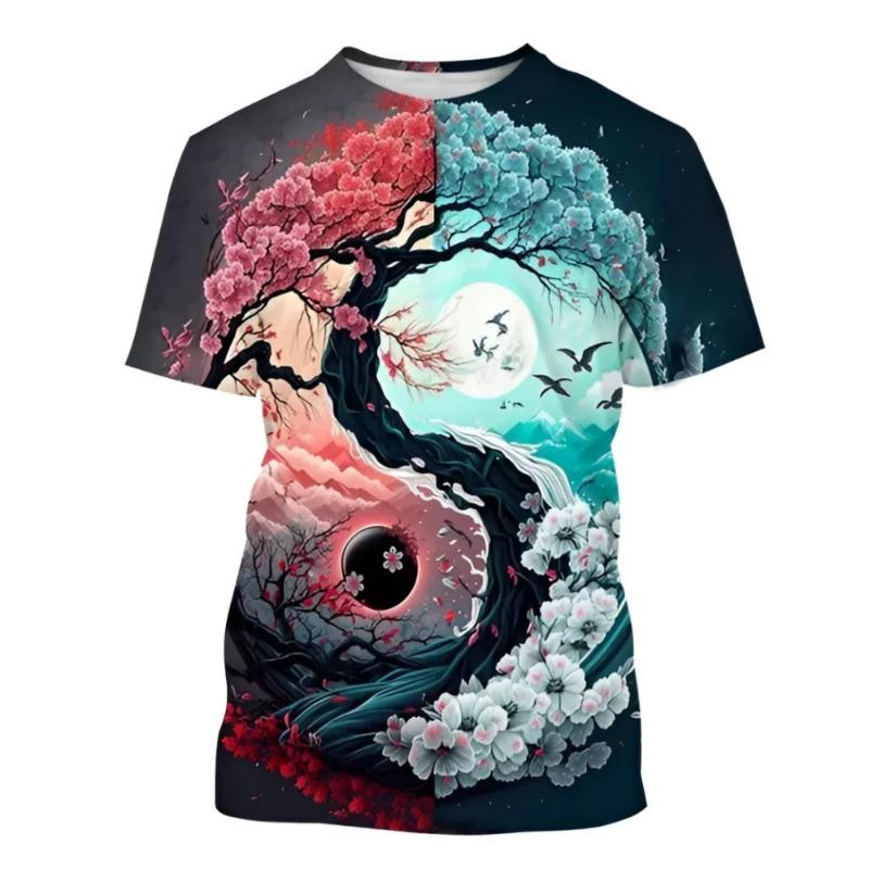 

Bagua Taiji Yin Yang Dragon Pattern Men s T Shirt Casual O-neck Loose Short Sleeve Tops Funny 3D Print Tees Fashion Men Clothing XXS