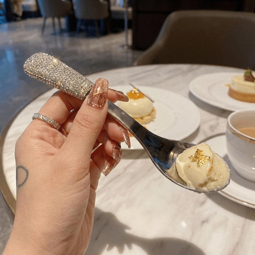 Portable Ice Cream Spoons Rhinestones Rice Spoons Easy To Clean Soup Spoons  Restaurant