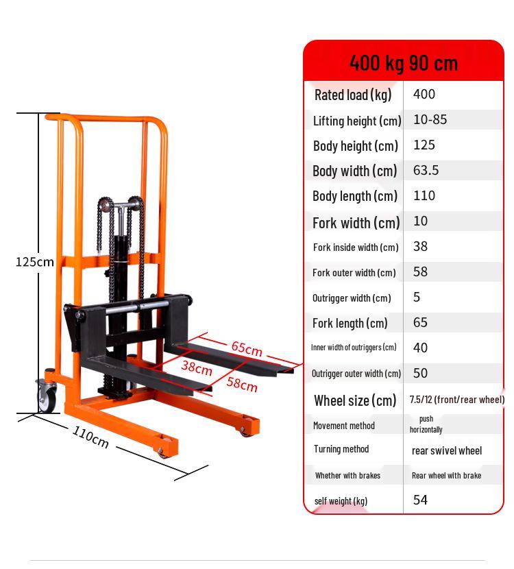 Compact Lightweight Electric Manual Hydraulic Forklift with Foldable Stacker