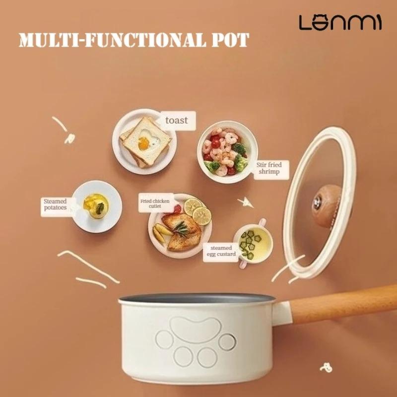 LANMI 18CM Milk Pot Non-stick Ceramic Coating Stock Pot Anti-overflow Baby Food Supplement Pots with Glass Lid Kitchen Cookware