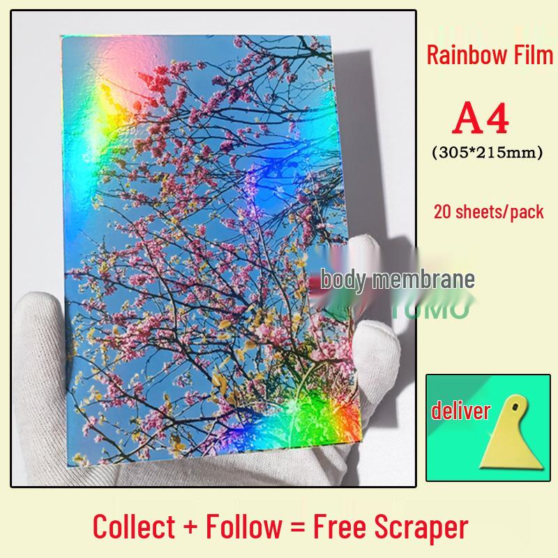Glossy A4 Cold Lamination Film, Self-Adhesive for Photo and Bookmark Protection, 6-Inch Specimen Laser Leaf