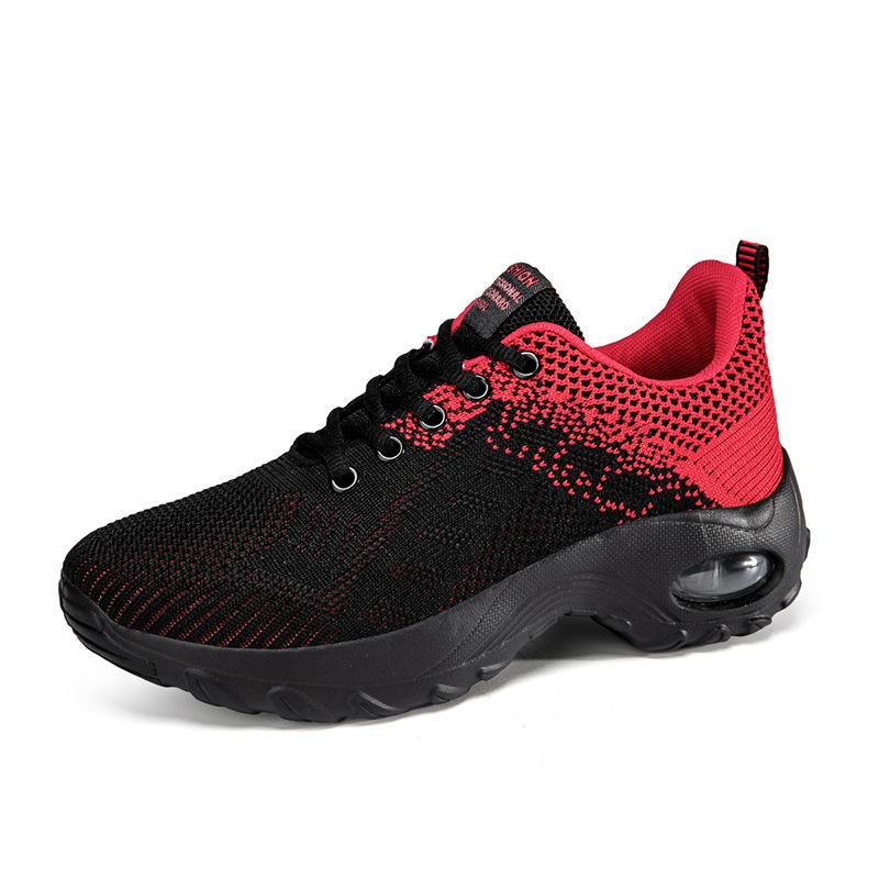 Large size new fashion casual shoes air cushion flying woven women's shoes sports shoes breathable mesh shoes heightening rocking shoes