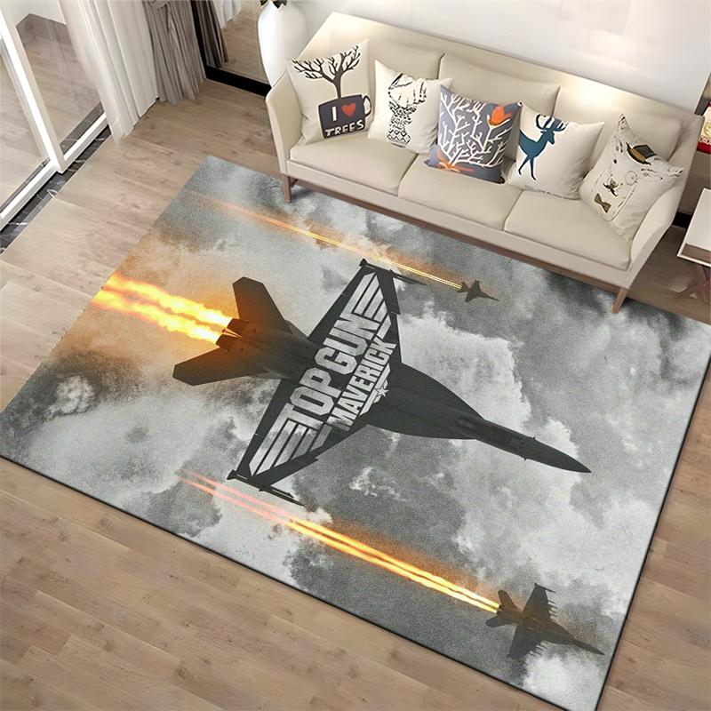 Top Gun Maverick Fighter Jet Theme Carpet with Gray Cloud Design Suitable for use as an anti-slip for living room bedroom sofas