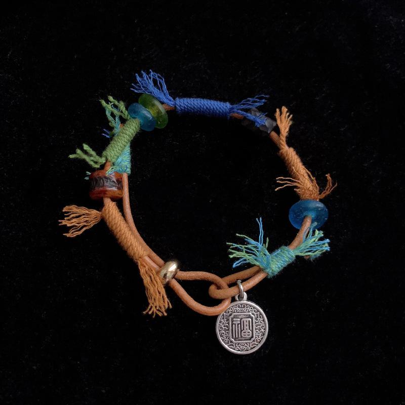 Браслет JYL TS Фасетчатый стиль с обсидианом Повышает защиту и стиль Adjustable woven telemagenta