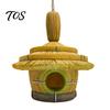 Easy To Install Bird House Thatched Hut House, Decorative Resin Weatherproof Waterproof for Patio Hanging Shelter Outdoor Garden Backyard Decor Houses