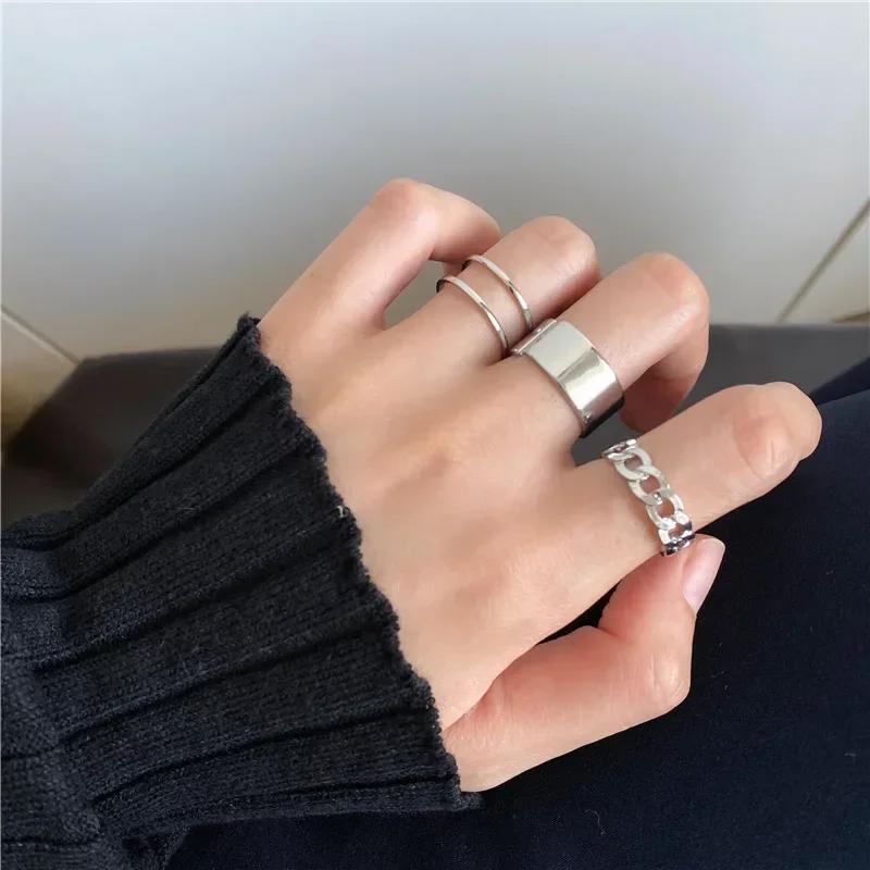 Fashion Creative Hip-hop Cold Wind Street Ring Personality Wide-faced Opening Index Finger Ring Chain Buckle Joint Tail Ring
