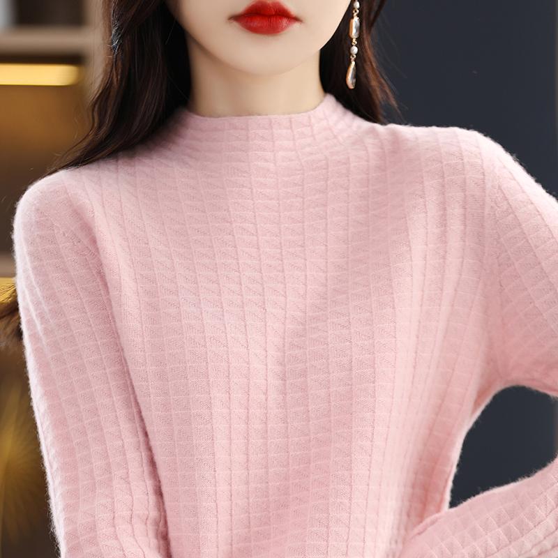 Women's Cashmere Sweater Qinghe Cashmere 30% Cashmere 70% Wool Women's Autumn and Winter Cashmere Pullover Soft and Warm