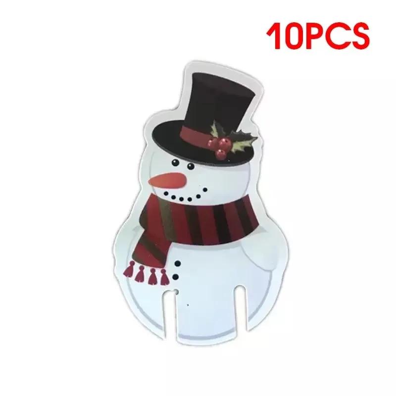 10pc/set Wine Cup Card Christmas Decor Santa Hat Glass Decor Xmas Tree Snowman Home Decoration Decor 2025 New Year Accessories