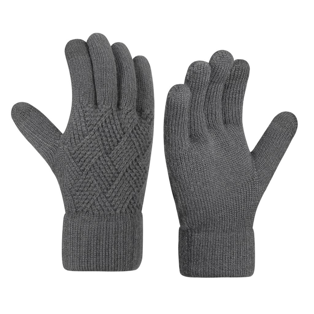 Double layer Touch Screen Gloves for Men with Velvet Warmth and Thick Autumn and Winter Cold Protection Outdoor Knitted Gloves