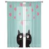 Cat Love Letters Sheer Curtain For Bedroom Tulle Voile Curtain For Kitchen Living Room Decor Window Treatment