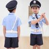 ALIPTA Kids Police Costume 7-Piece Set Short-Sleeve Uniform & Shorts (Size 130 / Color 7-Piece Set)