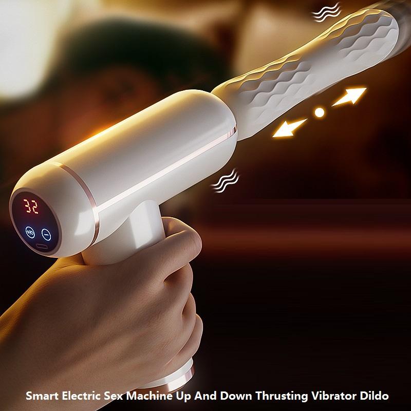 Inteligentní automatická penicová erotická hračka 2 v 1 Elektrický stroj na sex pro ženy 32 Frekvence nahoru a dolů Přítlačný vibrátor Dildo + Masážní přístroj pro relaxaci svalů