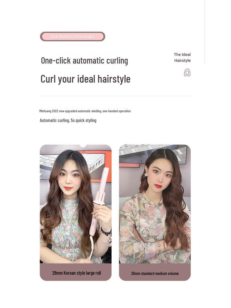 Minhuang Automatic 28mm Curling Iron, Negative Ion for Big, Fluffy Curls, Hair-Safe, Easy-to-Use
