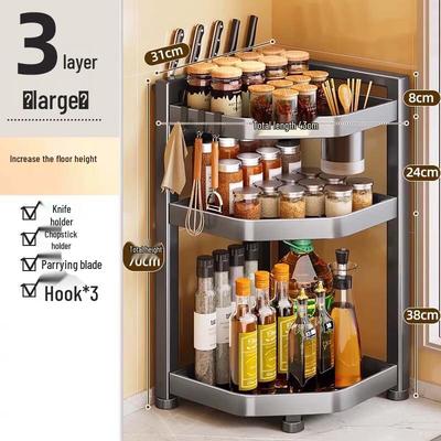 Yingbai 3-Layer Corner Spice Rack with Knife Holder