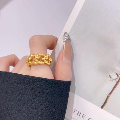 Goldener geflochtener offener Ring für Damen - Japanisches & Koreanisches Modeaccessoire
