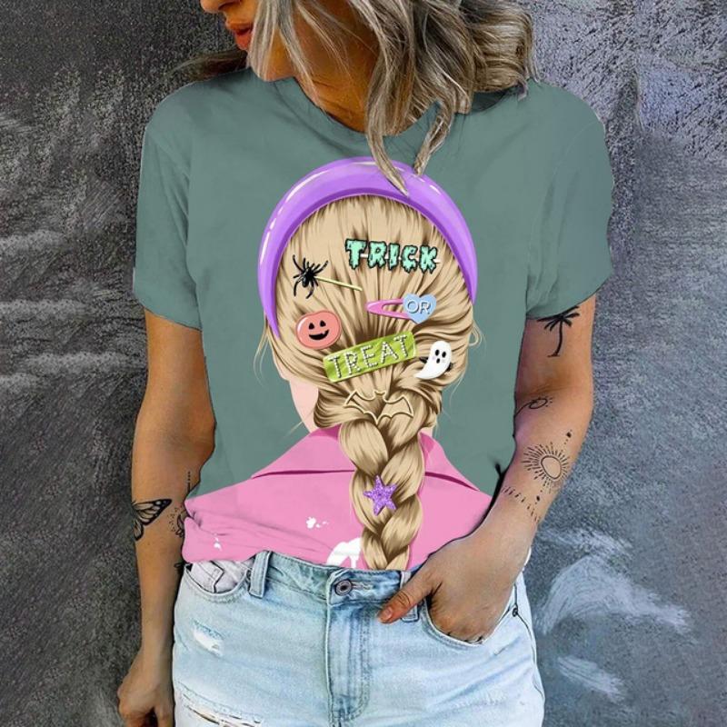 

Женская футболка с принтом в виде лица и животных, женская футболка для отдыха с коротким рукавом, летняя футболка 2024 года 5XL