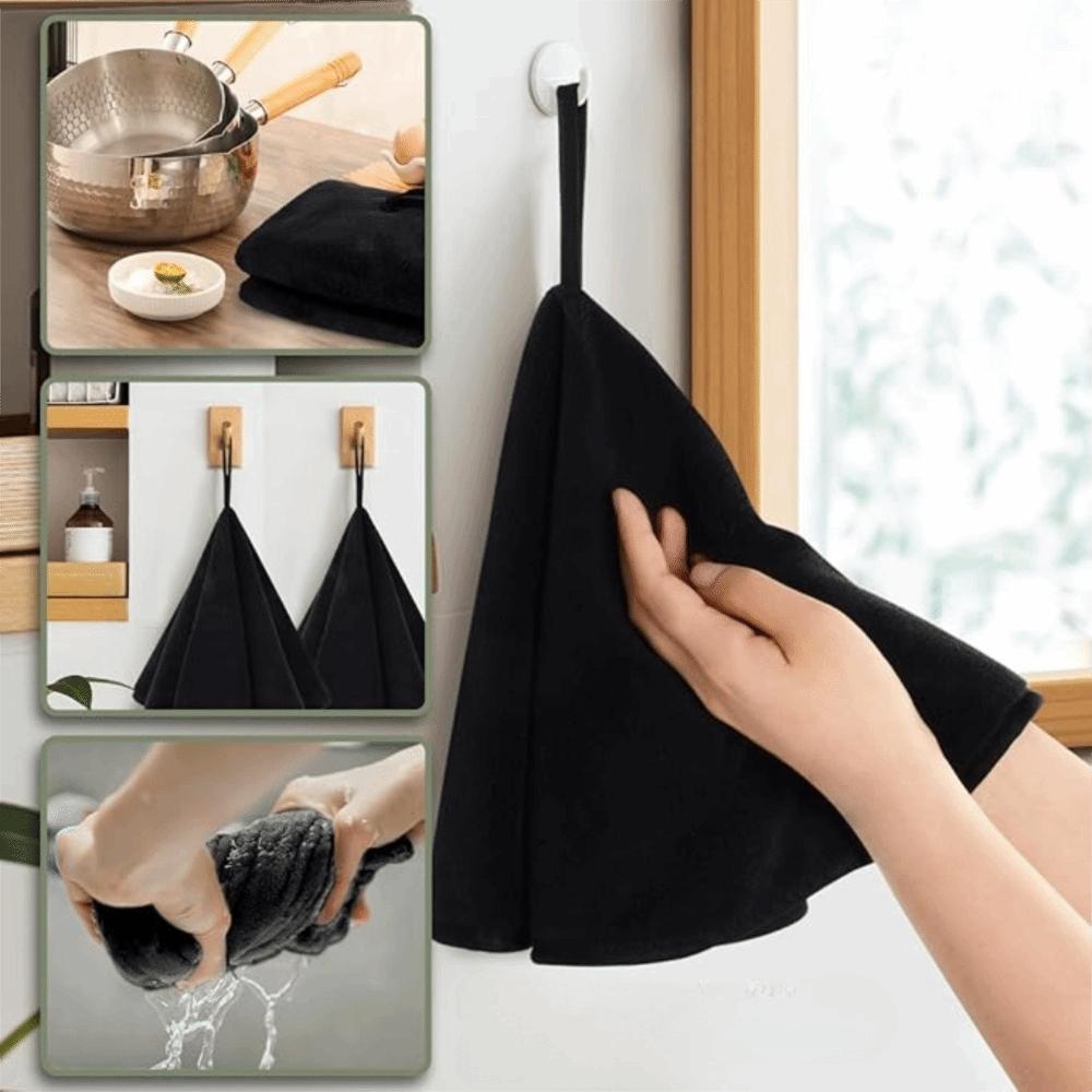 2PCS Larg Size Round Kitchen Towel Super Absorbent Cleaning Cloth Simple Hand Towel Washing Dishes
