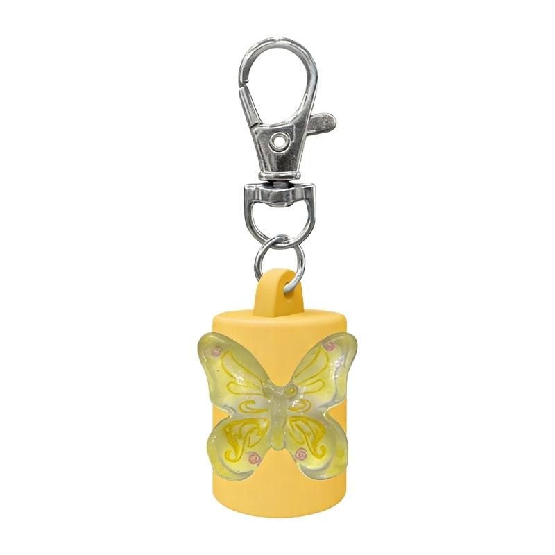 Stylish Clear Plastic Butterfly Shaped Keyring And Lip Balm Case Portable Cosmetic Organiser For Daily Use жёлтый