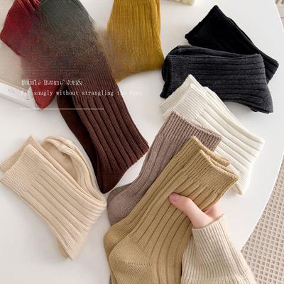Female Spring and Autumn Vintage Trend Thick Line In The Tube Cotton Socks