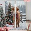 2pcs 2D Flat Printing Christmas Classic Hot Curtains Farm Christmas Scene Digital Printed Polyester Drapes Festive Wall Decor