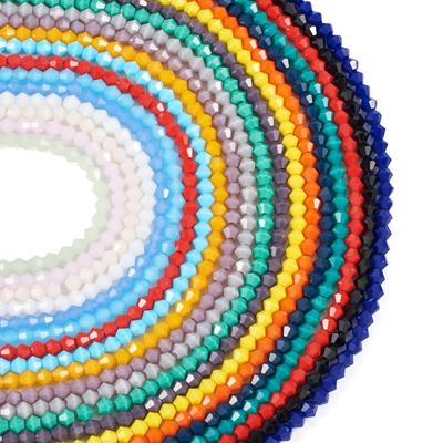 Beadthoven Glass Cut Beads, Abacus Beads, Imitation Jade Bicone Beads, 4-4.5x3.5-4mm, Approximately 1780-1920 Pieces, Colorful Faceted Glass Beads,