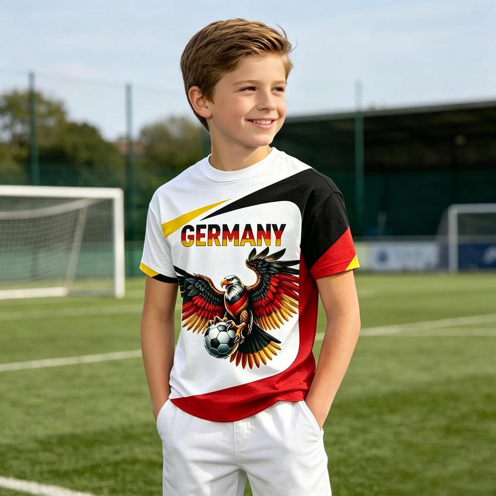 Kids Vintage Style Soccer Jersey Short Sleeve T-Shirt Lightweight Breathable Fabric Comfortable Fit Suitable for Casual Wear and Sports