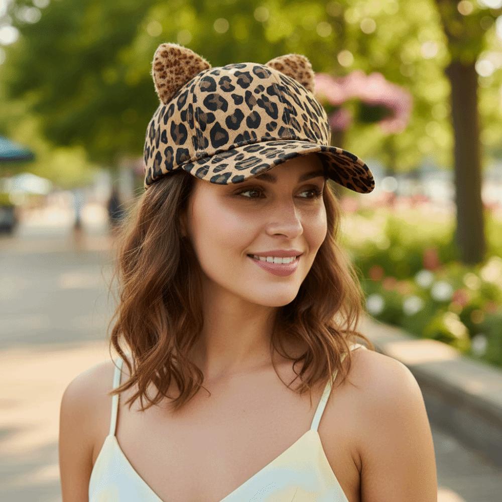 Casquette de Baseball à Oreilles de Chat Réglable Chapeau de Soleil en Coton Mode Chapeau à Bec de Canard Quatre Saisons