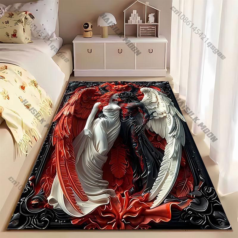 Duality love power angel demon carpet Yoga living room room decor children's crawling mat doormat area rug games mat