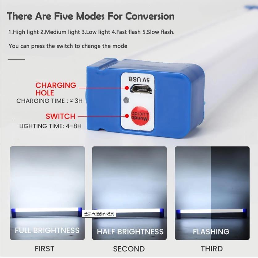 Led Tube Camping Light Usb Rechargeable Dc5v 17cm 32cm 52cm 6000k 3000k 20w/60w With/hook Multifunctional Lamps Outdoor Portable