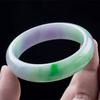 Bracciale in Giada Verde Brillante Viola Ghiacciata Cerosa con Fiori Galleggianti, Stile Donna - Bracciale in Giada Regalo