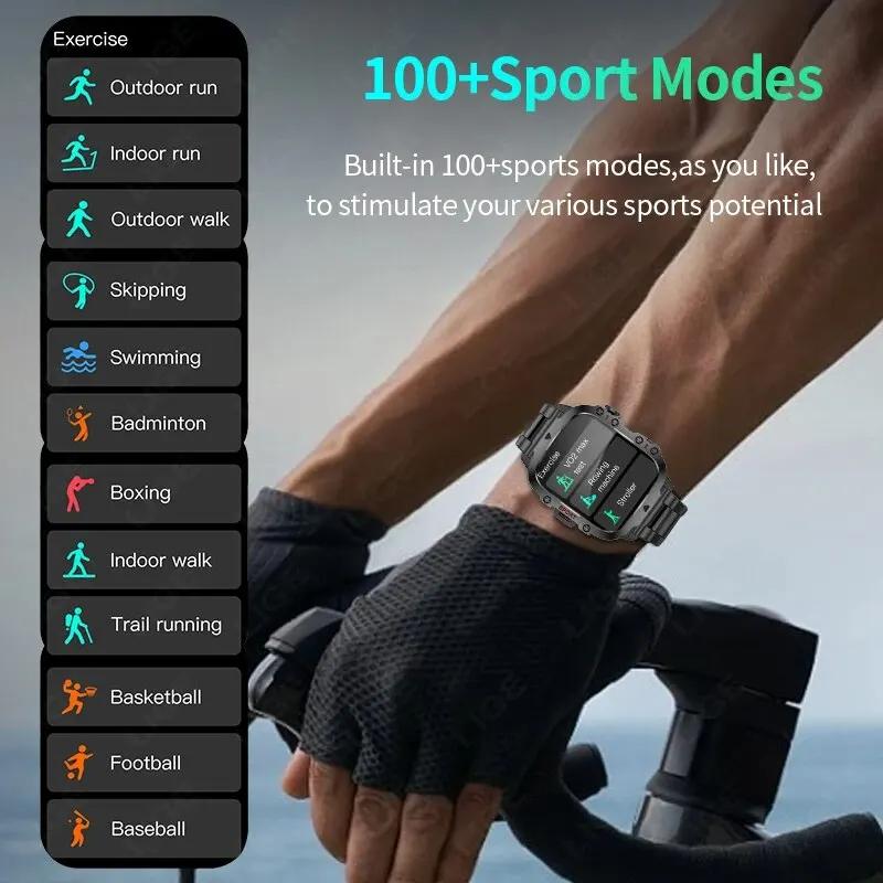 2024 New Rugged Military GPS Smart Watch Men Bluetooth Call Health Monitoring AI Voice Sports Waterproof Smartwatches