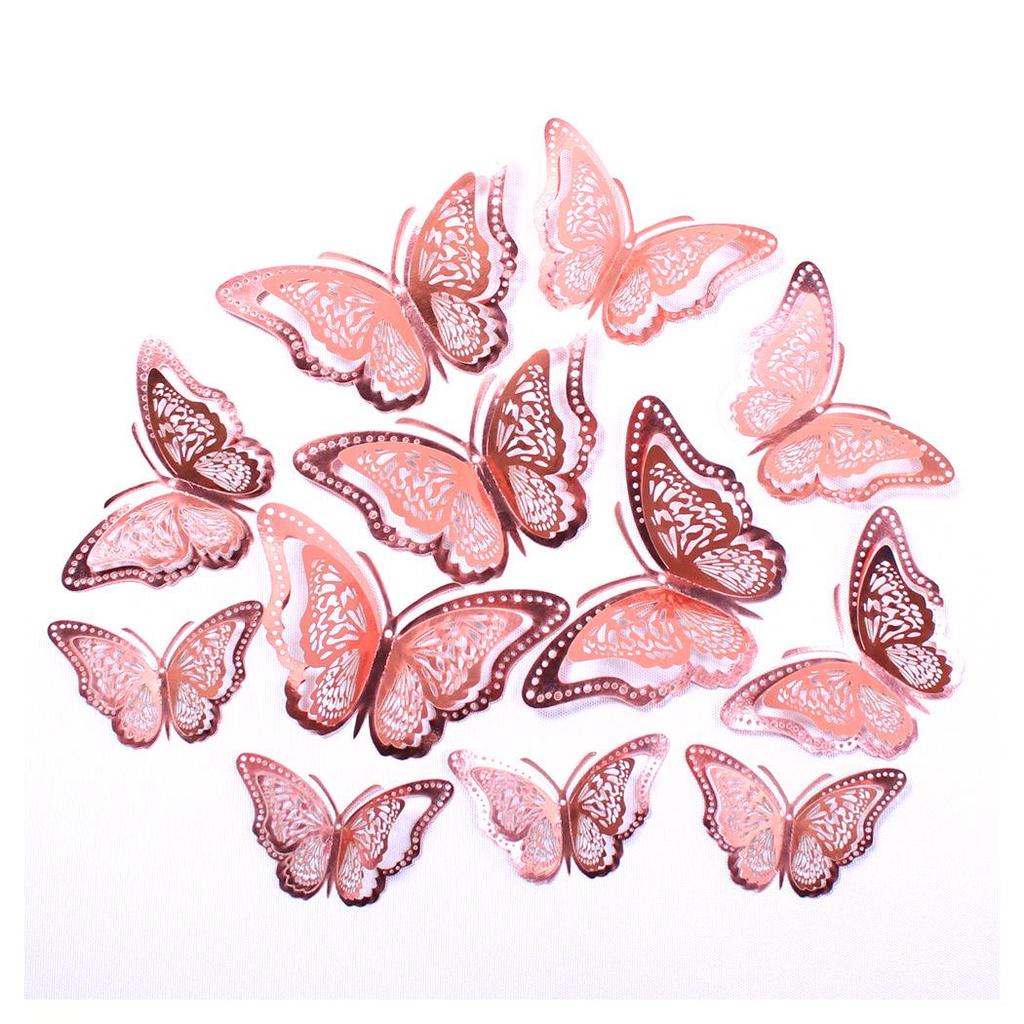12 3D Hohl Schmetterling Wandaufkleber für festliche Weihnachts- und Feiertags-Heimdekoration