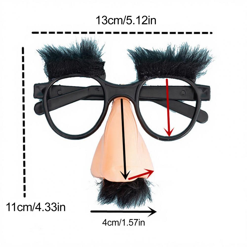 Funny Big Nose Glasses with Eyebrows And Curly Beard Funny Disguise Eyewear for Costume Parties Photo Booths Novelty Props