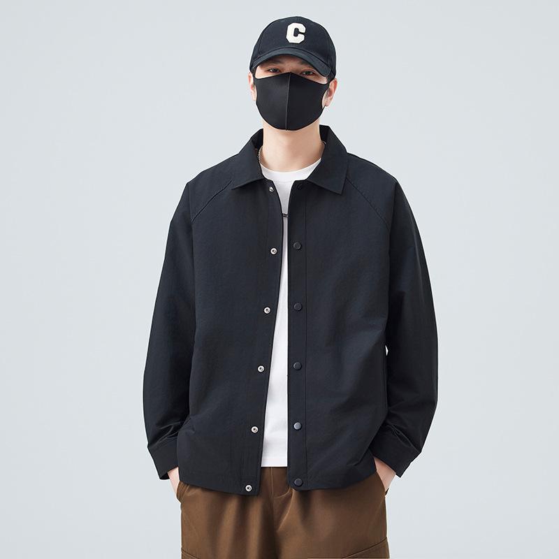 

Men S Spring New Loose Japanese Long-Sleeved Shirt Lapel Jacket Shirt Casual High-End Men S Shirt Tide 4XL (recommended 185-102.5kg) чёрный