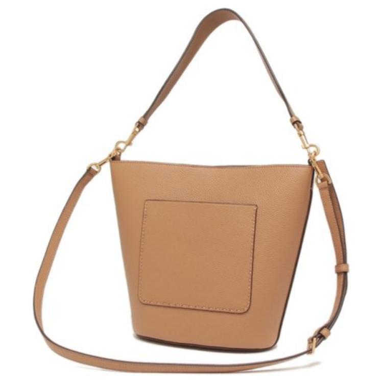 Tory Burch Mcgraw Minimalist Fashion Detachable Shoulder Strap Leather Bucket Bag Women Bags Brown 143544-227