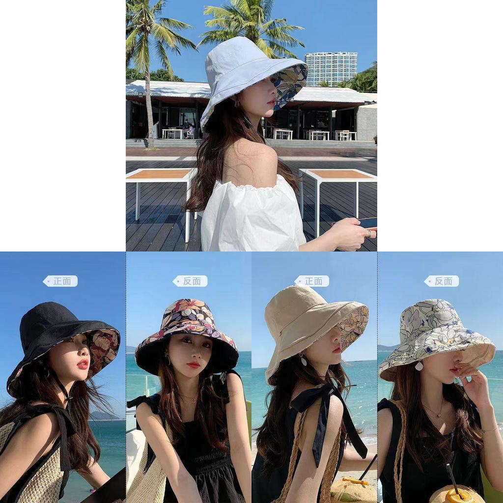 Summer Cotton Linen Fisherman Hat With Floral Pattern And Sun Protection For Women