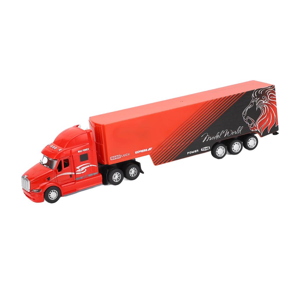 Lekebil med container, lys og lyd, legering, realistisk transportkjøretøy, modellbil til bursdag