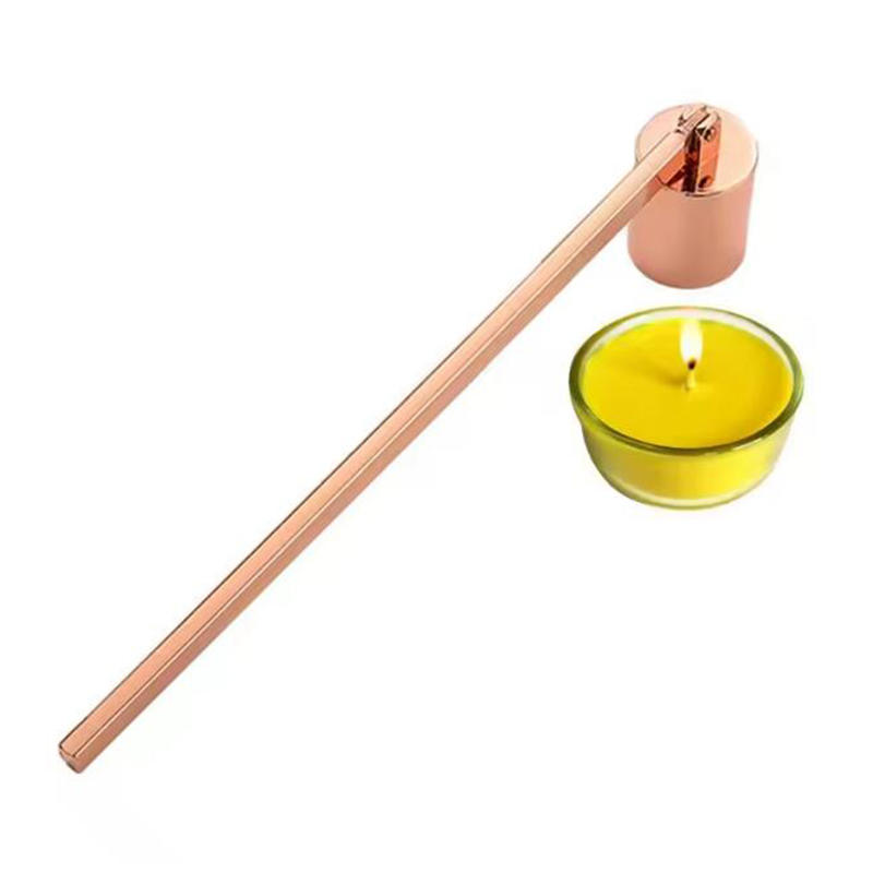Candle Flame Snuffer Stainless Steel with Long Handle Candle Extinguisher Durable Bell Shape Cover Anti-Slip Candle Stopper Wick Snuffer for Safety