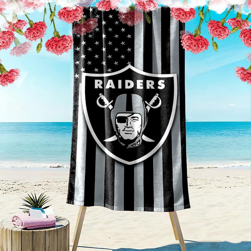 Raiders Flag Beach Towel Microfiber Beach Towel, Lightweight and Quick-Dry, for Summer Travel, Swimming Pool Fan Birthday Gift