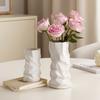 Wrinkled Vase Ceramics Simple Flower Arrangement Advanced Feeling Black White Home Living Room Desktop Decoration Gift
