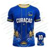 Maglietta da Calcio Curacao 3D Bandiera di Curacao Maglia da Calcio Maglietta per tifosi Traspirante Asciugatura Rapida Abbigliamento Sportivo Estiva Maglietta per Adulti e Bambini