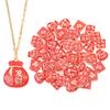 5pcs Alloy Enamel New Year Charms Red Chinese Style New Year Wishing Words Pendants For Jewelry Making DIY Spring Festival Gift