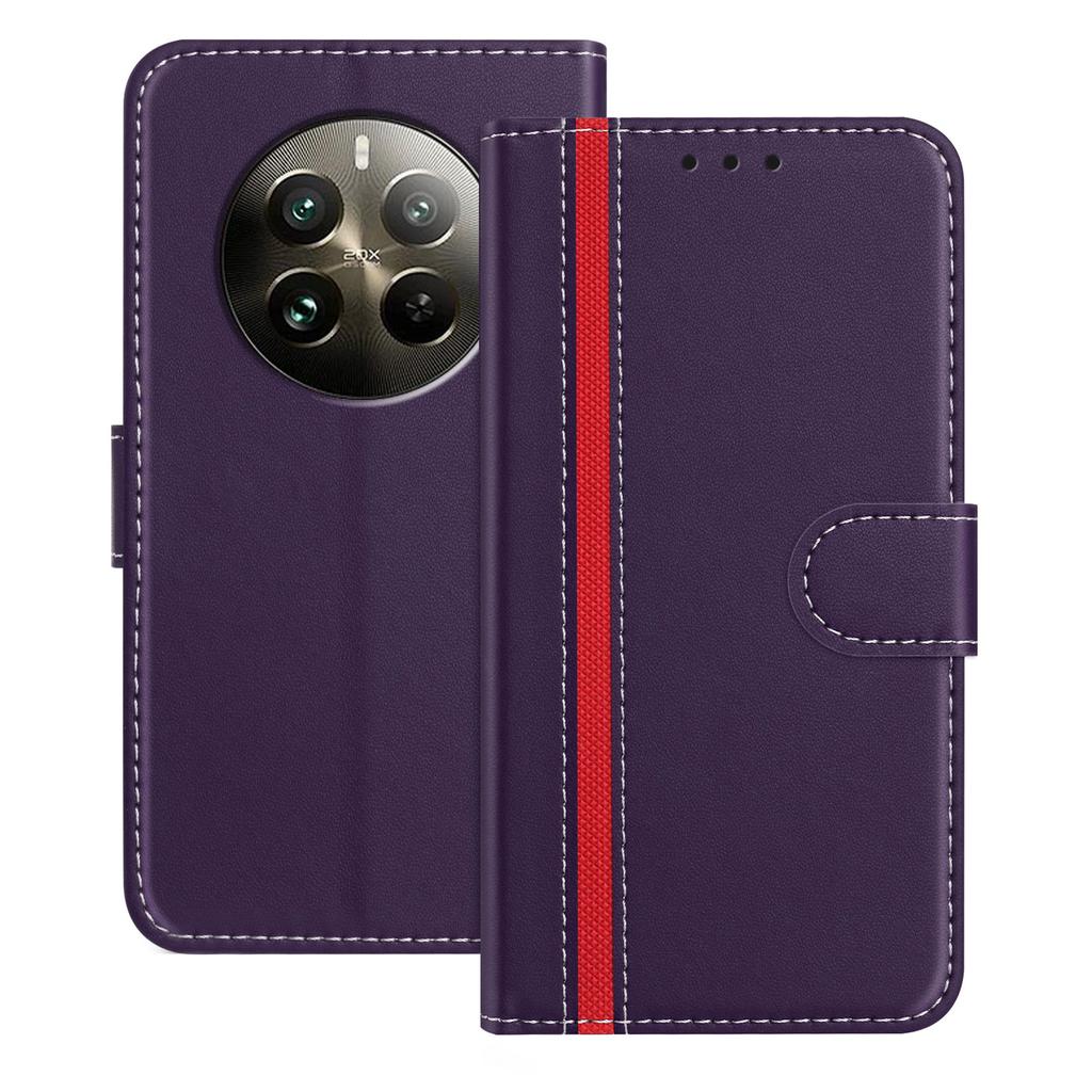 For Realme 12 Pro 5G Phone Cases Wallet Stand Color Splicing Leather Cover with Magnetic Clasp