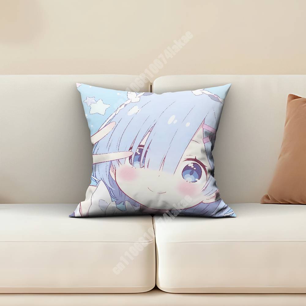 Rem Re Zero Pillow Cover Cushion Case Sofa Couch Modern Apartment Decor Family Furnishing