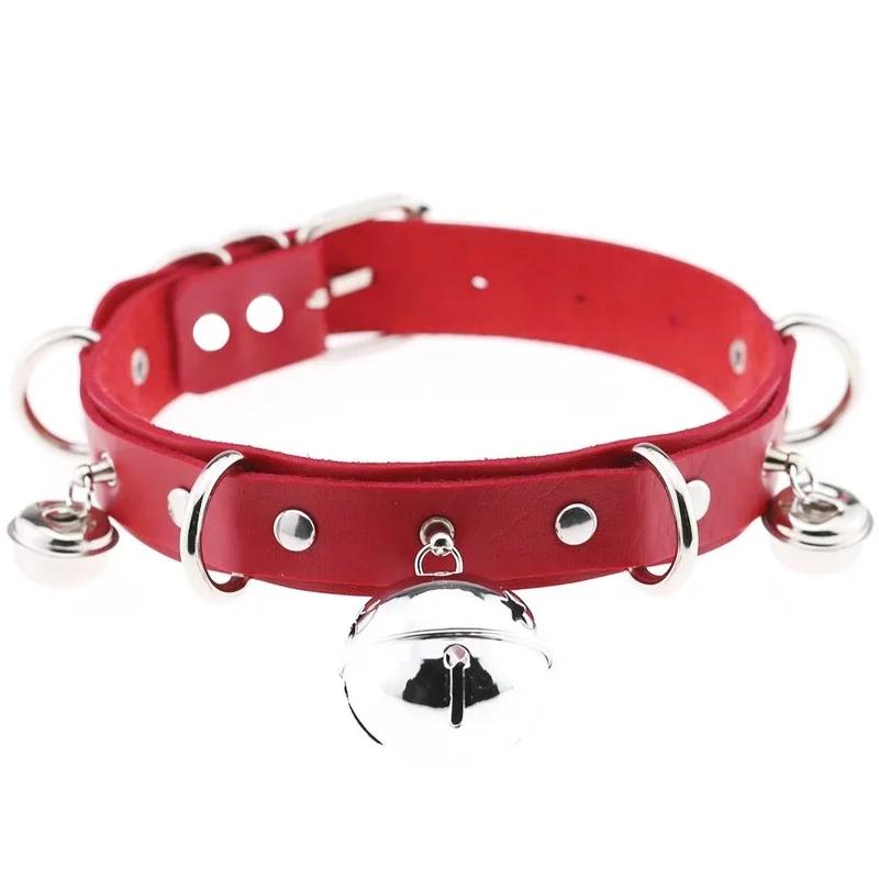 Sexy Punk Gothic PU Leder Halsband Metall Link Kette Glocke Halskette Frauen Schwarz Halsband Kragen Cosplay Schmuck Harajuku Zubehör