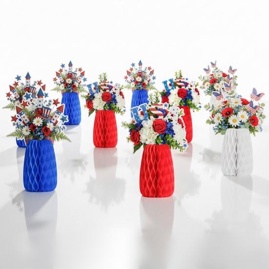 3Pcs Honeycomb Ball Ornament Decorative Hanging Balls USA Themed Indoor Outdoor Festive Atmosphere Holiday Party