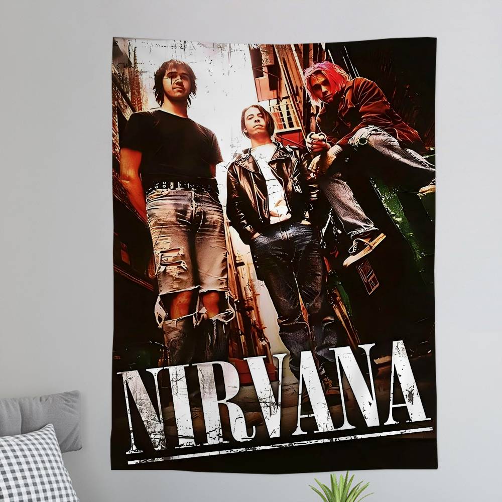 ANNirvanaRock Band Printed Large Wall Tapestry Art Science Fiction Room Home Decor Decor Blanket