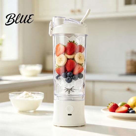 Mini Fruit Juicer Bottle for Daily Nutrition Portable Blender Cup USB Fast Charging Personal Size Juicer 600ml Capacity Compact Kitchen Stainless